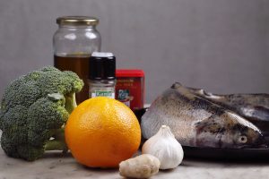 Ingredientes trucha asalmonada y cuscús de brócoli